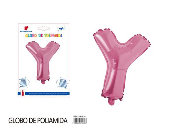 Globo metálico letra Y de 40 pulgadas, estilo grueso, color rosa