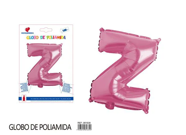 Globo metálico letra Z de 40 pulgadas, estilo grueso, color rosa