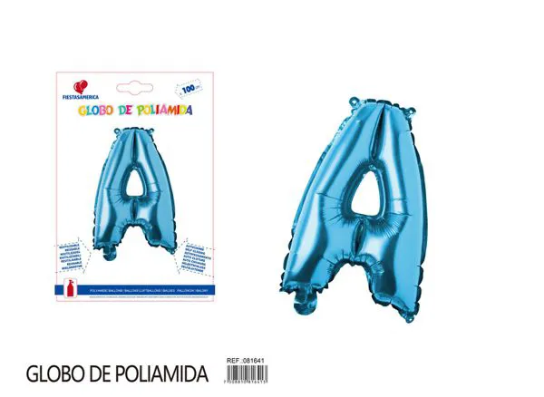 Globo metálico letra A de 40 pulgadas, estilo grueso, color azul