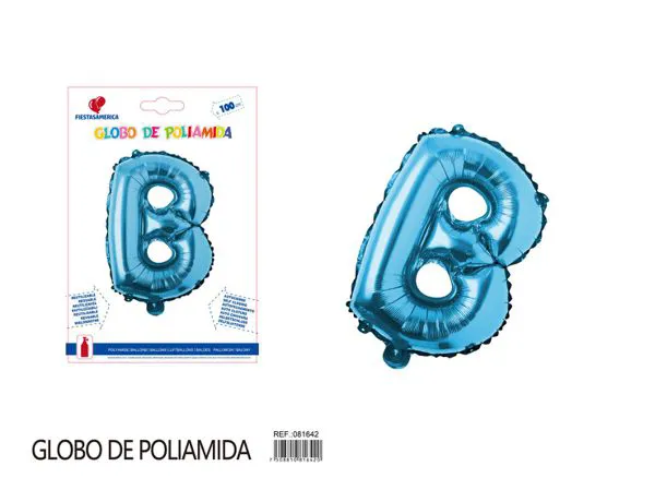 Globo metálico letra B de 40 pulgadas, estilo grueso, color azul