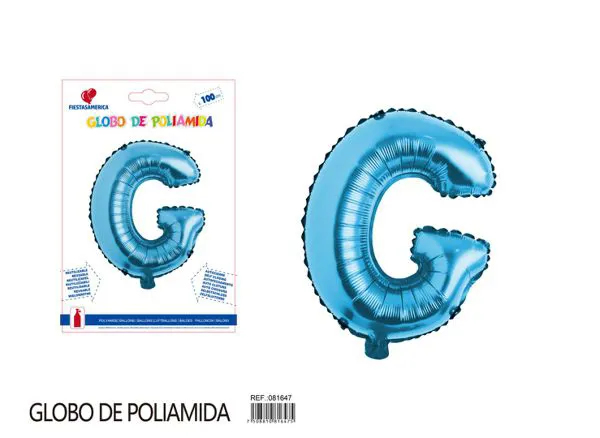 Globo metálico letra G de 40 pulgadas, estilo grueso, color azul