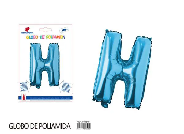 Globo metálico letra H de 40 pulgadas, estilo grueso, color azul