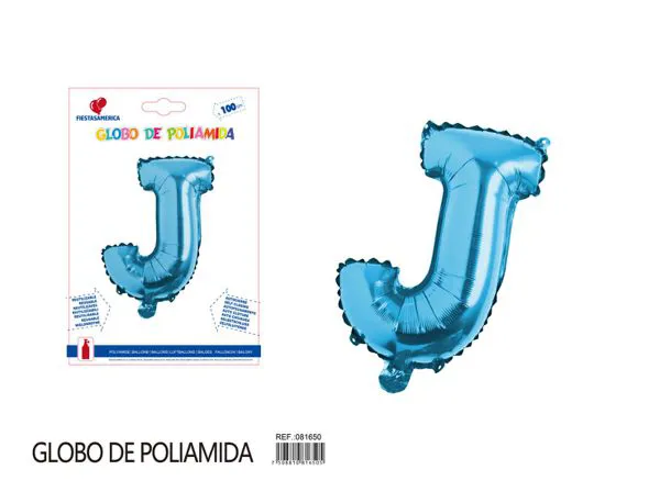 Globo metálico letra J de 40 pulgadas, estilo grueso, color azul