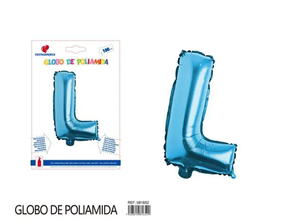 Globo metálico letra L de 40 pulgadas, estilo grueso, color azul