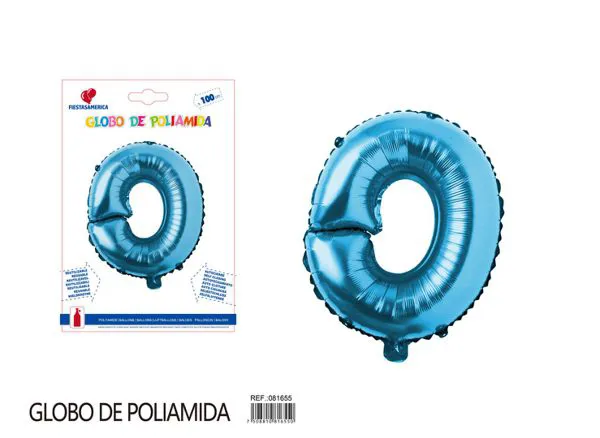Globo metálico letra O de 40 pulgadas, estilo grueso, color azul