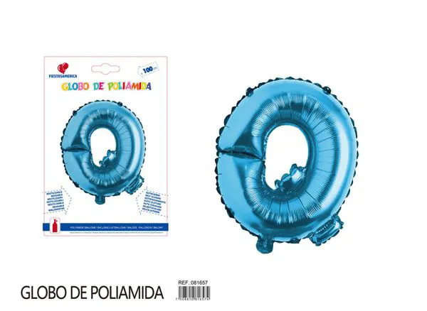 Globo metálico letra Q de 40 pulgadas, estilo grueso, color azul