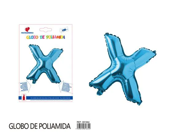 Globo metálico letra X de 40 pulgadas, estilo grueso, color azul