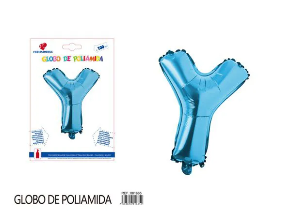 Globo metálico letra Y de 40 pulgadas, estilo grueso, color azul