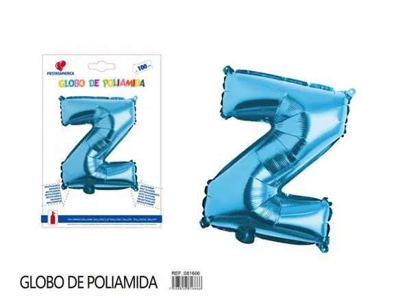 Globo metálico letra Z de 40 pulgadas, estilo grueso, color azul