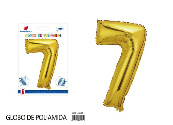 Globo metálico número 7 de 40 pulgadas, color dorado