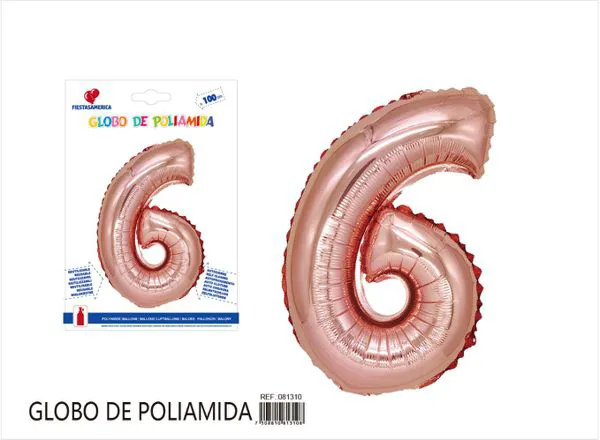 Globo metálico número 6 de 40 pulgadas, color oro rosa