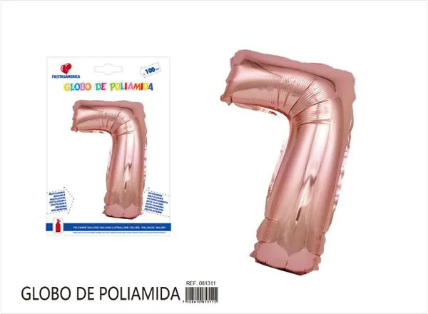 Globo metálico número 7 de 40 pulgadas, color oro rosa