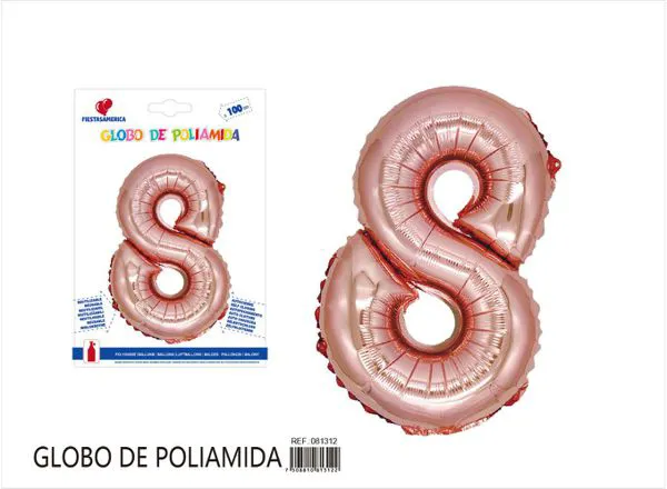 Globo metálico número 8 de 40 pulgadas, color oro rosa