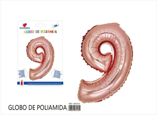 Globo metálico número 9 de 40 pulgadas, color oro rosa