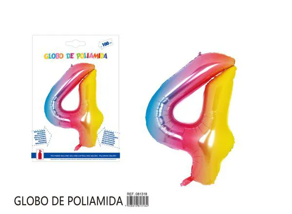 Globo metálico número 4 de 40 pulgadas, color degradado