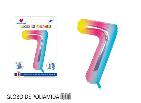 Globo metálico número 7 de 40 pulgadas, color degradado