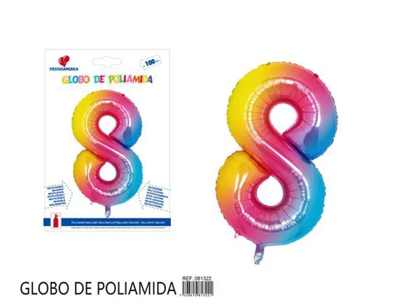 Globo metálico número 8 de 40 pulgadas, color degradado