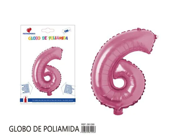 Globo metálico número 6 de 40 pulgadas, color rosa