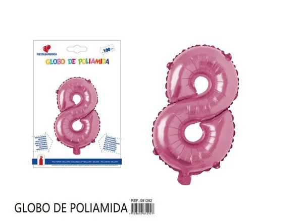 Globo metálico número 8 de 40 pulgadas, color rosa