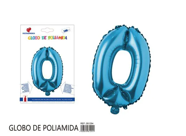 Globo metálico número 0 de 40 pulgadas, color azul