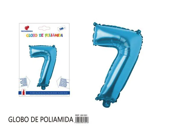 Globo metálico número 7 de 40 pulgadas, color azul