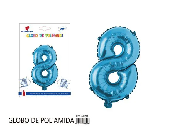 Globo metálico número 8 de 40 pulgadas, color azul