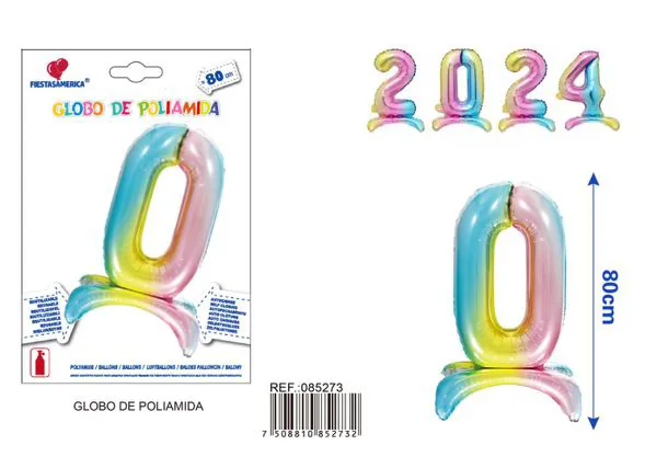 Globo metálico número 0 de 32 pulgadas, de pie, color degradado