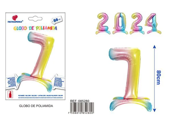 Globo metálico de número de pie de 32 pulgadas, color degradado