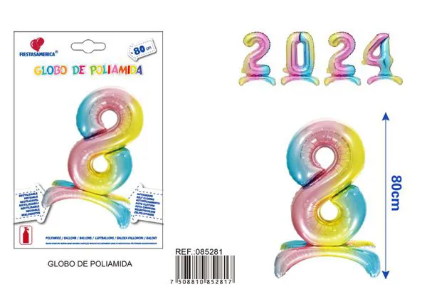 Globo metálico de número de pie de 32 pulgadas, color degradado