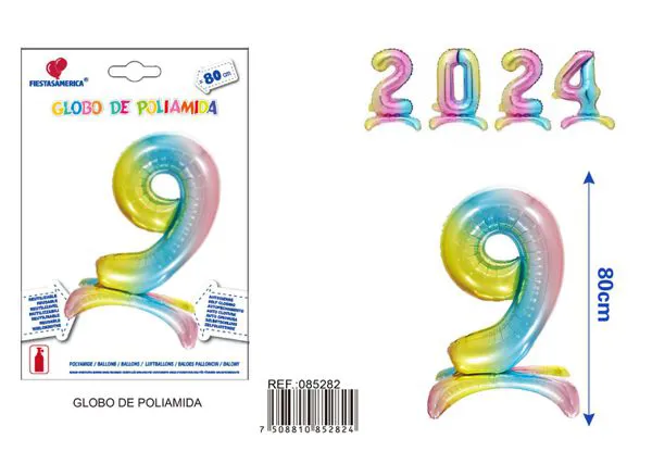 Globo metálico de número de pie de 32 pulgadas, color degradado