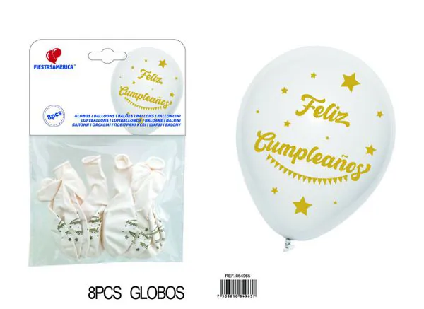 Set pequeño de globos de látex mate impresos color blanco de 10 pulgadas y 1.8 g, 8 piezas