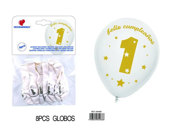 Set pequeño de globos de látex mate impresos color blanco de 10 pulgadas y 1.8 g, 8 piezas