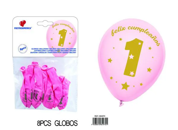 Set pequeño de globos de látex mate impresos color rosa de 10 pulgadas y 1.8 g, 8 piezas