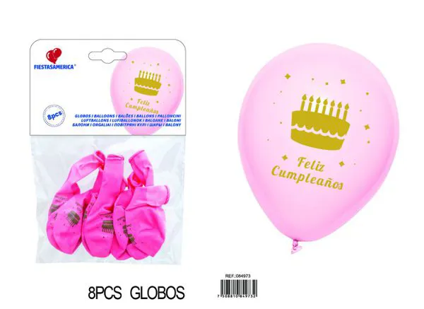 Set pequeño de globos de látex mate impresos color rosa de 10 pulgadas y 1.8 g, 8 piezas