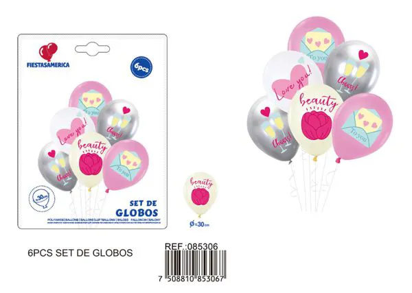 Set pequeño de globos impresos, 6 piezas