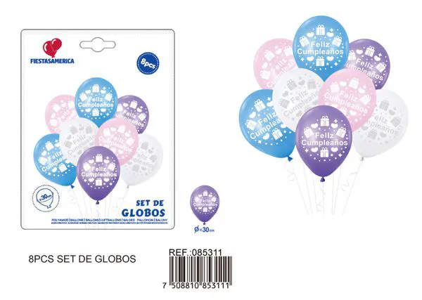 Set pequeño de globos impresos, 8 piezas