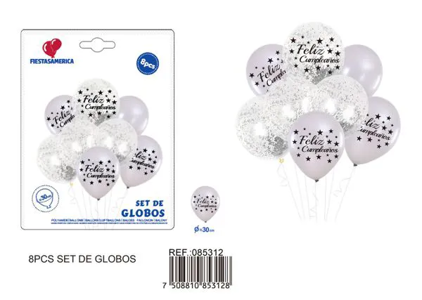 Set pequeño de globos impresos, 8 piezas
