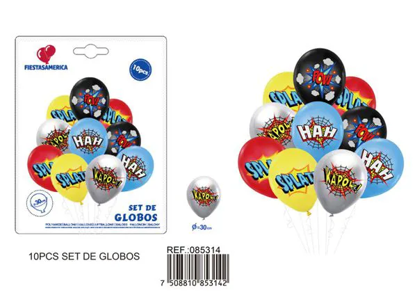 Set pequeño de globos impresos, 10 piezas