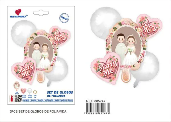 Set de globos de San Valentín, 5 piezas