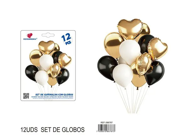 Set de globos metálicos de corazón color dorado de 18 pulgadas, 12 piezas