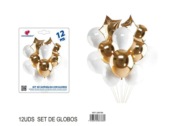 Set de globos metálicos de estrella color dorado de 18 pulgadas, 12 piezas