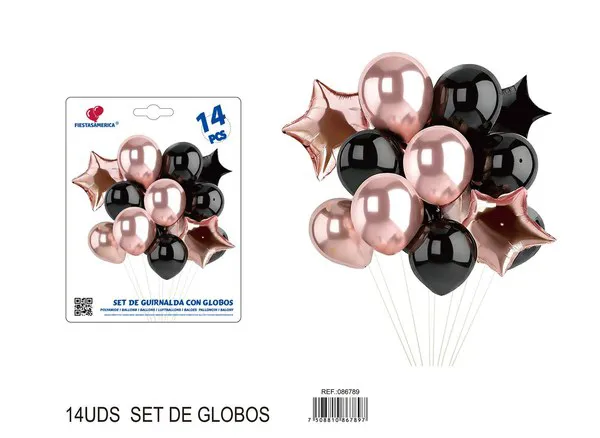 Set de globos metálicos de estrella color oro rosa de 18 pulgadas, 14 piezas