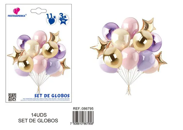 Set de globos metálicos de estrella color dorado de 18 pulgadas, 14 piezas