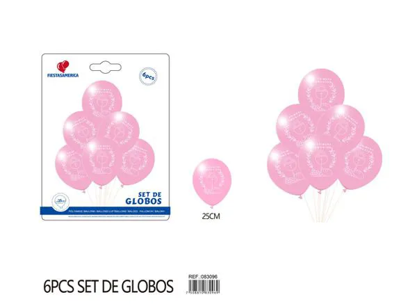 Set pequeño de globos de látex impresos, color rosa, 6 piezas