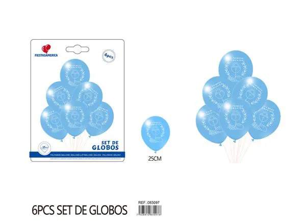 Set pequeño de globos de látex impresos, color azul, 6 piezas