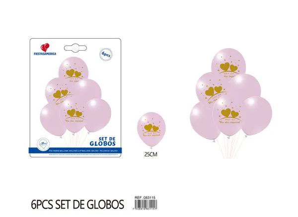 Set pequeño de globos impresos de San Valentín, color rosa, 6 piezas