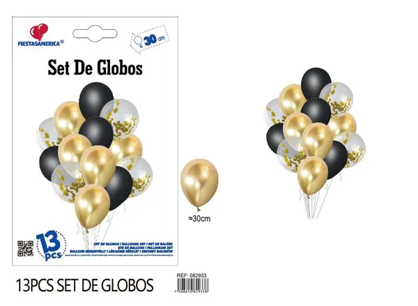 Set pequeño de globos color dorado, 13 piezas