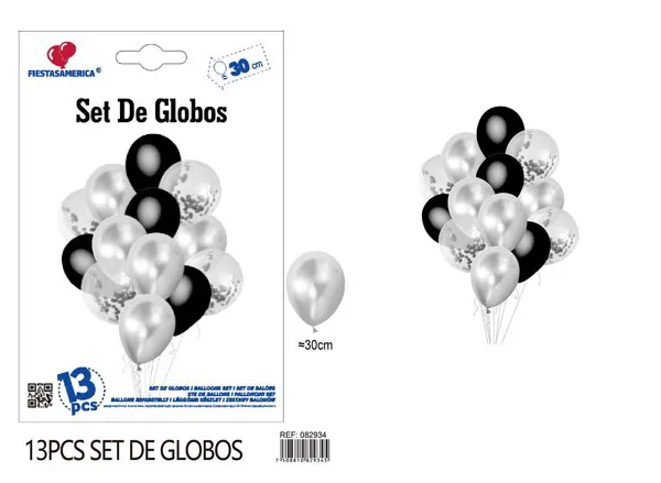 Set pequeño de globos color plateado, 13 piezas