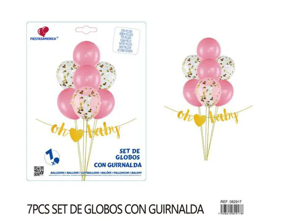 Set pequeño de globos color rosa, 7 piezas