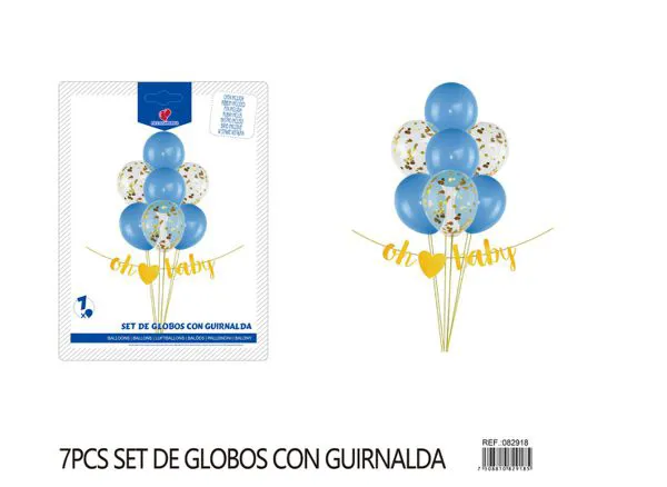 Set pequeño de globos color azul, 7 piezas